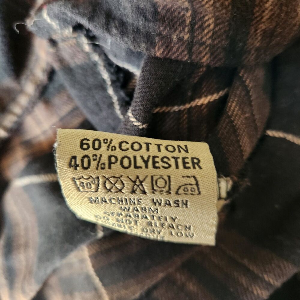 Spoon Jeans Crop Brown and Cream Check Flannel Button Down, Medium - Picture 6 of 8